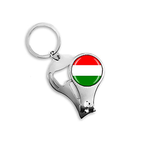 Porte-clés multifonction avec décapsuleur et coupe-ongles, motif drapeau national de la Hongrie