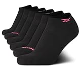Reebok Womens Athletic Socks - Performance Cushioned Low Cut Socks (6 Pack), Size 4-10, Solid Black