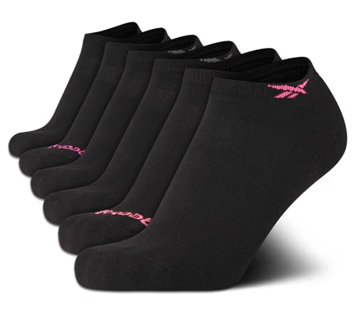 Image of Reebok Womens No Show Socks Moisture Wicking Cushioned Low Cut Socks 6 Pack