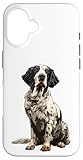 Installation facile Illustration de Chien Setter Anglais Tricolore Coque pour iPhone 16