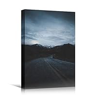 Canvas Wall Art Gloomy Weather Bedroom Contemporary Dramatic Landscape Mountain Multicolor Photography - 12x18 inches