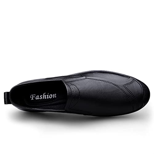 Mens Loafers Genuine Leather Stitching Details Round Toe Breathable Lightweight Anti-Slip Comfortable Outdoor Slip-on2