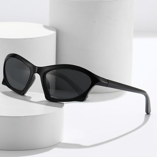 Lunettes de soleil œil de chat rétro au design punk géométrique noir