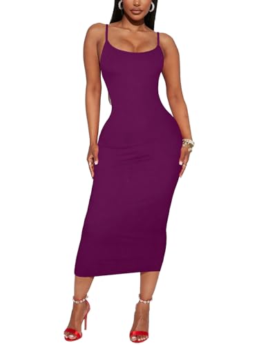 Image of Women's Midi Bodycon Tight Dress - Spaghetti Strap Summer Casual Leopard Cheeath Print Club Party Long Fitted Slip Dresses