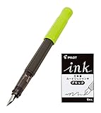 Pilot Kakuno Fountain Pen Fine Print Light Green Body Black Ink FKA1SRLGF with 5 Black Refill and...