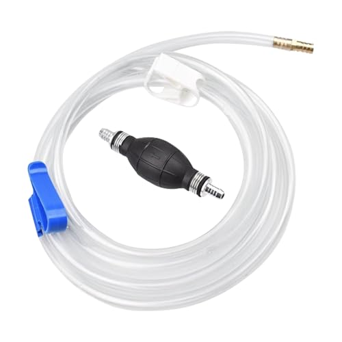 Siphon Pump for Gasoline Gas Oil Fuel Petrol Diesel Fluid Water Fish Tank Fuel Siphon with 2 Durable PVC Syphon Hoses with Hose Clip Metal Buckles Fuel Transfer Pump