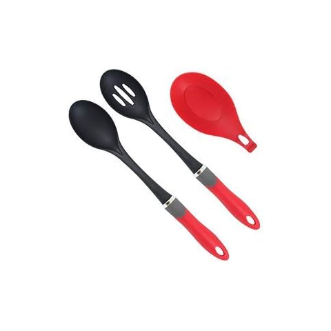 Latest 2PC Cooking Spoon Set with Bonus Silicone Spoon Rest -2 Yr Warranty- Our Nonstick Kitchen Utensils Will Never Scratch Your Pots & Pans Cover