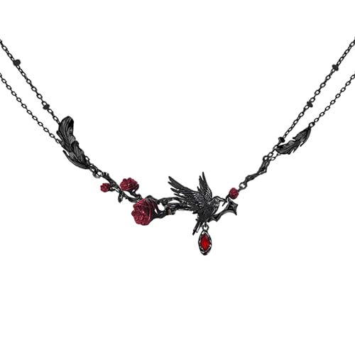 original design hip hop style Gothic necklace Crow red Rose necklace women's fashion gift M3500