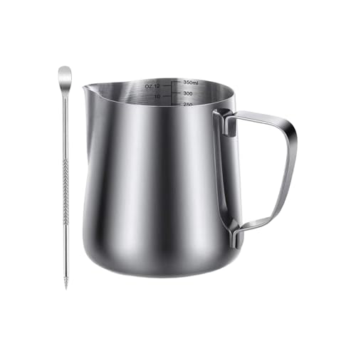 usefulbeauty Jarra de leche | Jarra de acero inoxidable para espumar leche con pluma para Latte Art | 350ml Lavavajillas Accesorios Café Art Latte,Para Café Viaje Bar Hogar Cocina