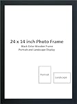 DECORO 24x14 inch Black Poster Frame - Black Wood Finish with Clear Perspex Sheet - 24x14 Picture Frame - Photo Frame 14x24 Inch - Portrait Landscape Display - (Black Photo Frame)