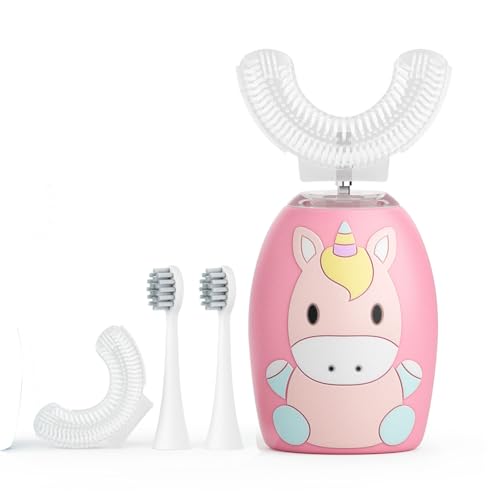 Brosse à dents électrique enfants design en U haute performance IPX7 rose