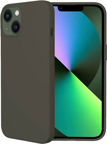 Image of Elzzi Microfiber Candy Case Compatible for iPhone 13 Mini 5.4 Inch Shockproof Slim Back Cover Liquid Silicone Case (Olive Green)