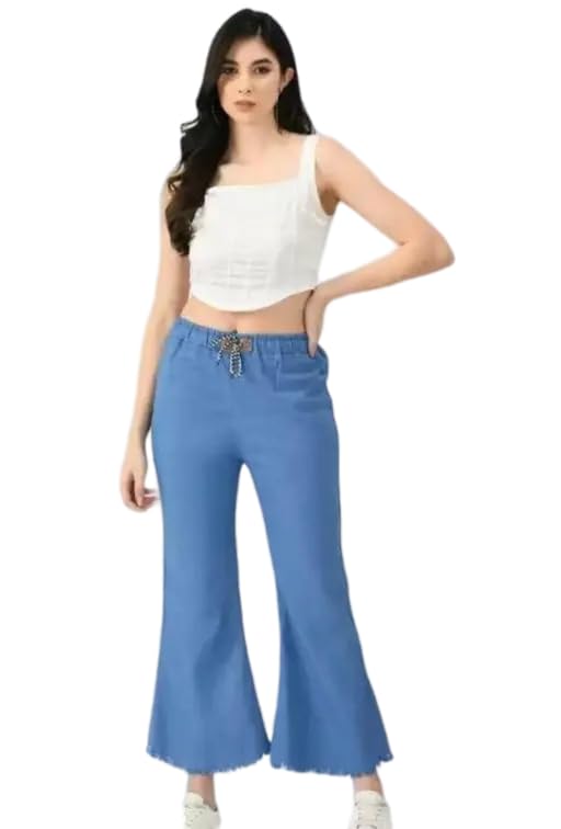 Women's Solid Mid Rise Flared Length Jeans-picture-33