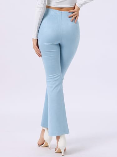 Image of Allegra K Women's Faux Suede Pants Business Casual Wide Legs Bell Bottom Flared Trousers