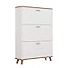 ZXCV Gabinete para Zapatos con 3 Puertas abatibles, Zapatero Doble, para Almacenamiento de Tacones de Botas en la Entrada Estrecha, 60 x 24 x 120 cm (Ancho x Profundidad x Altura), Blanco