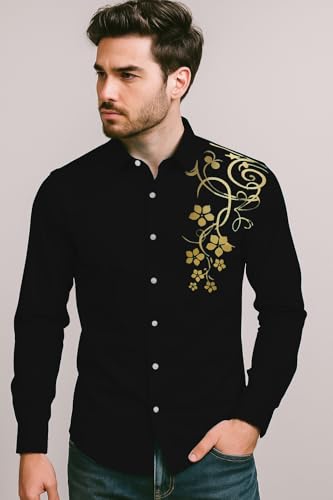 Image of Men's Solid Cotton Regular Fit Full Sleeve Collared Neck Casual Shirt for Men Stylish Latest, Formal