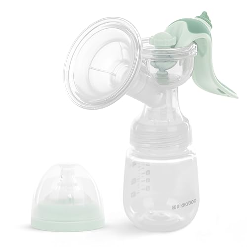 KikkaBoo Extractor de Leche Manual ELSIE, Sacaleches con 2 Modos, Potencia de Succión Adjustable, Copa de Silicona Suave, Portable, Compacta, Menta