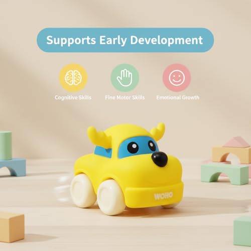 Image of Soft, Safe & Scented Reindeer for Toddlers 1-3-Yellow, BPA-Free, Chewsafe Vehicle, Sensory, Motor Skill Development, Food Grade Toy, Baby Car Toys 6-12 Months+, One-Piece Design Infant Toys