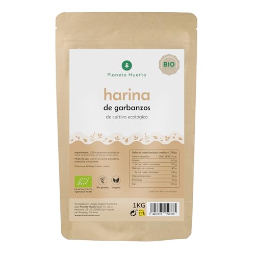 PLANETA HUERTO | Harina de Garbanzos Sin Gluten ECO 1 kg – Alta en Proteínas y Fibra, Ideal para Veganos
