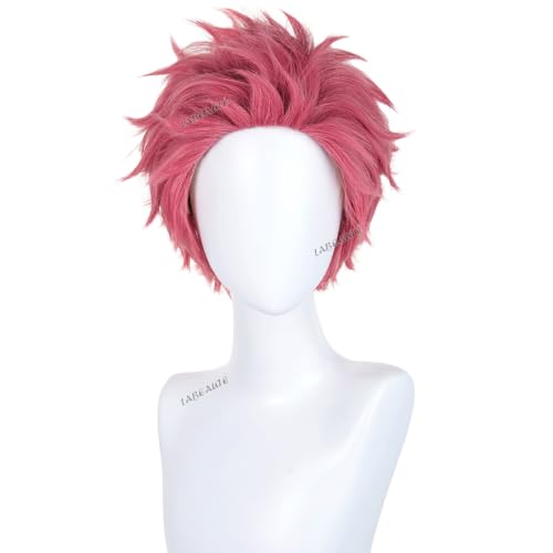 Image of LABEAUTE Unsex Cosplay Wig for Men Woman for Short Straight Cosplay Wig with Bangs for Anime Heat Resistant Hair for Party and Halloween (Short Pink Wig)