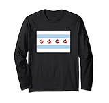 Photo Gallery chicago flag paw prints dog lover maglia a manica Photo Gallery chicago flag paw prints dog lover maglia a manica