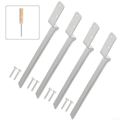 CYRENT Lot de 4 ancrages de poteau de clôture en acier galvanisé pour poteaux en bois avec manchon en acier galvanisé et vis pour une fixation stable au sol