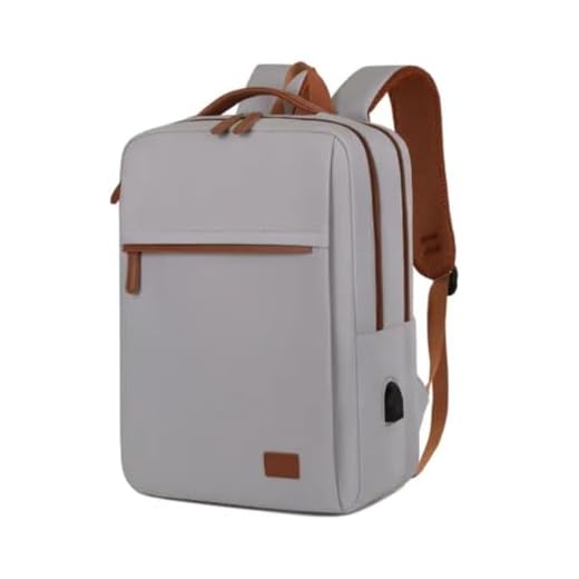Mochila de viagem Feminina com Grande Capacidade Nylon Impermeável para 14-15,6 Polegadas Notebook e Negócio Escolar, com Interface de Carregamento UBS Multifuncional Cinza