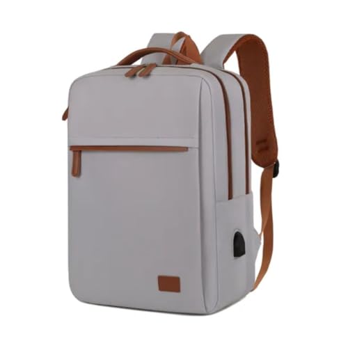 Mochila de viagem Feminina com Grande Capacidade Nylon Impermeável para 14-15,6 Polegadas Notebook e Negócio Escolar, com Interface de Carregamento UBS Multifuncional Cinza