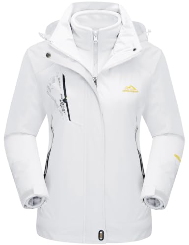 Image of TACVASEN Women Jacket Waterproof 3 in 1 Jackets Skiing Jacket Winter Warm Fleece Jacket Ski Snow Parka Work Windbreaker