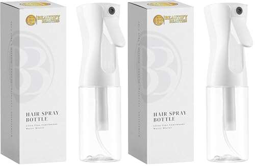 Image of BeautifyBeauties Hair Spray Bottle - Ultra Fine Continuous Water Mister for Hairstyling, Cleaning, Plants, Misting & Skin Care (Clear, 6.8 Ounces) (Pack of 2)