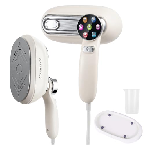 AURISWELL Handheld Steamer for Clothes, 1200W Portable 2-in-1 Garment Steamer & Travel Iron with 7 Modes, 180° Rotatable Handle, Fast 8s Heat-Up, Visual Panel & Self-Clean, 160ml for Home
