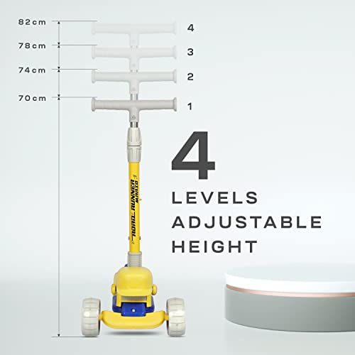 Image of R for Rabbit Road Runner Mario Scooter for Kids of 3+ Years Age, Kids Scooter, Scooter for Kid, 4 Level Height Adjustment, PU LED Wheels & Weight Capacity Upto 75 kg Kick Scooter (Yellow Blue)