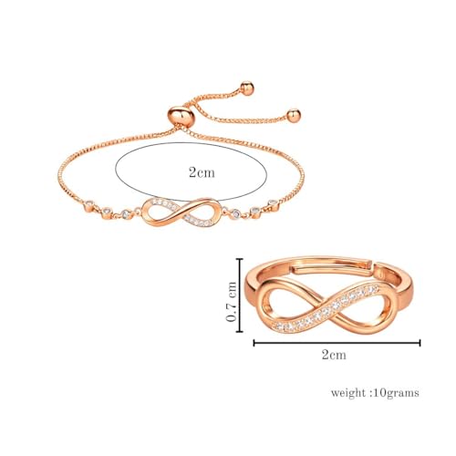 Image of Nilu's Collection Infinity Shape Cubic Zirconia Diamond Bracelet for Women Jewelry for Gift, Adjustable Charm Bracelet
