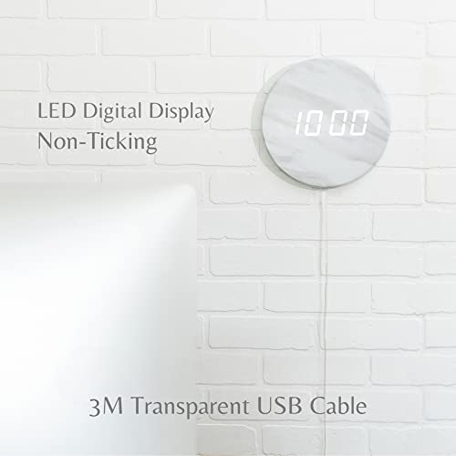 Leafre LFWC-2401 Minimalist Led Digital Wall Clock – Usb Powered | Marble Style thumb #2