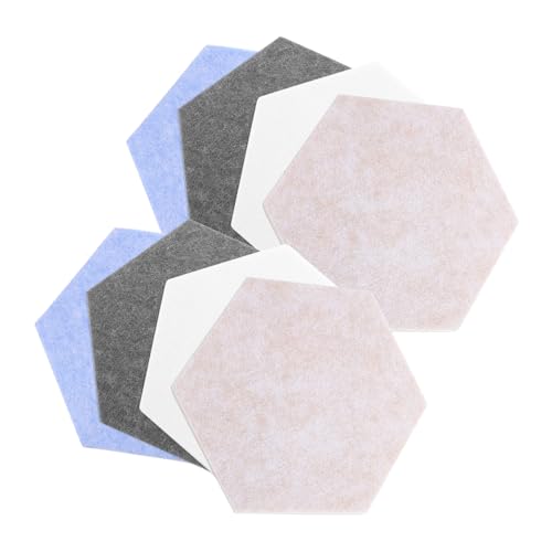 Angoily 8pcs Felt Hexagon Wall Tiles Self-Adhesive Pin Board for Bedrooms Desk Memo Board 10x17x20cm 01beige*2 04white*2 06light Blue*2 10light Grey*2