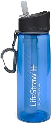 LifeStraw Go Water Filter Bottle, BPA-Free, 22 oz, Blue