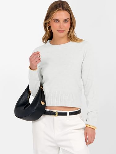 Image of ANRABESS Women's Long Sleeve Sweaters Cropped Crew Neck | Business Casual Tops,Light Weight Comfy Knit,Pullover ShortSweater,Basic Classic,Fall Fashion Winter Layer Clothes