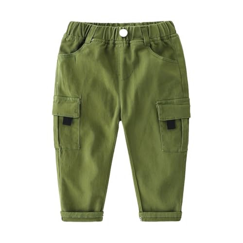 Toddler Boys Cotton Cargo Pants Solid Color Elastic Waist Soft Comfy Workwear Pants Baggy Trendy Casual Trousers