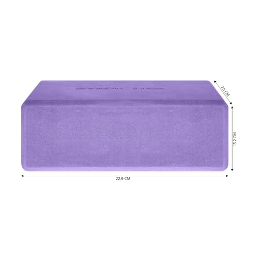 Image of Amazon Brand - Symactive High Density Premium EVA Foam Yoga Block for Strength, Balance, and Flexibility, Odour Resistant, Regular Size (3 x 6 x 9 inches, Set of 1, Purple)