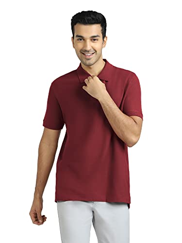 Image of XYXX Men 100% Cotton Polo Tshirt, Relaxed Fit, Solid, Pack of 1, XYPTSRT08SZ, Bold Burgundy, S