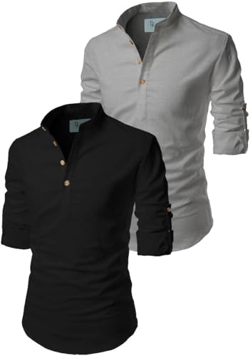 Image of Men's Cotton Blend Short Playful Mix Color Kurta - Pack 2