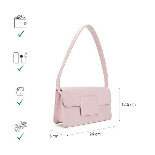 Image of Fastrack Solid Shoulder Bag For Women | Faux-Leather Bag with Silver Hardware | Stylish Shoulder Bag For Daily & Casual Use