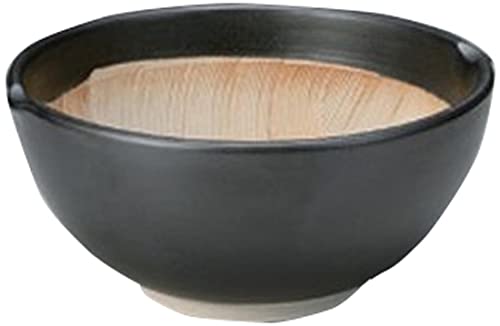 Set of 10 Mortar Pot, Black Glaze Ripple Round Mortar No. 4.2, 5.3 x 4.9 x 2.4 inches (13.5 x 12.5 x 6.2 cm), Restaurant, Commercial Use, Tableware