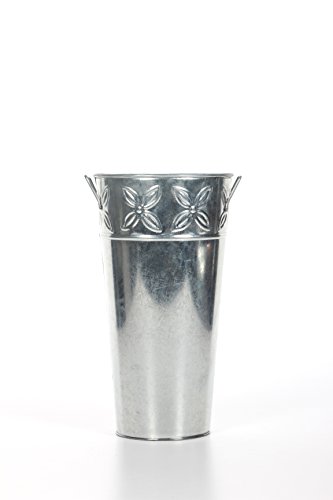 image for Hosley Set of 3 Galvanized Vases 12 Inch High Each French Bucket Desig