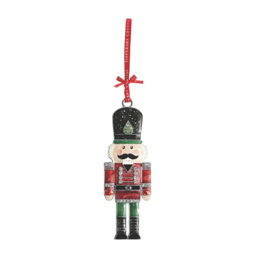 Tipperary Crystal Sparkling Nutcracker Soldier Christmas Decoration – Festive Hanging Ornament with Red and Green Enamel Detail
