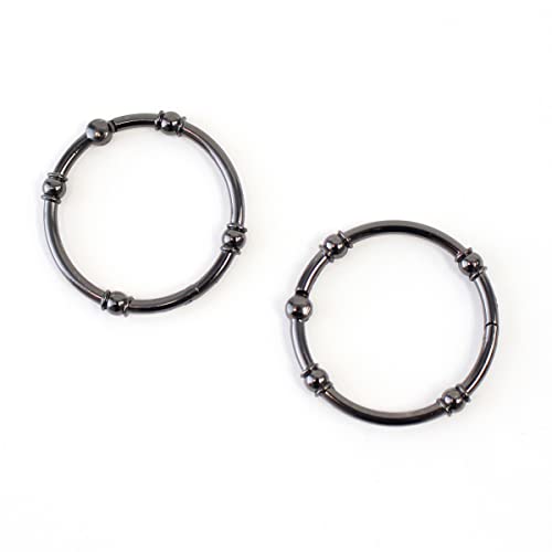 Splash Home Dekorative Armband Duschvorhanghaken, rostbeständige Metallvorhangringe, für Badezimmerstangen und Vorhang, 12er Set Haken - Schwarz Nickel Cover