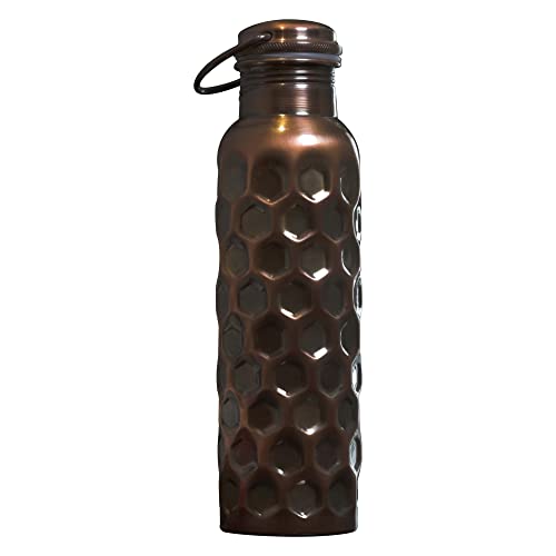 Craft Trade Pack of 2 Hammered Pure Copper Bottle with Lid and Carry Bag for Drinking Water BPA Free Leak Proof Boosts Immunity & Liver Health - Image 4