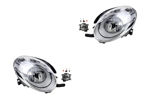 Johns, Juego de faros principales para Fiat 500L 09/12 H7 izquierda y derecha + faros antiniebla + bombillas
