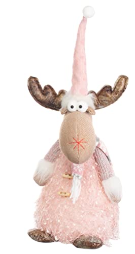 Brandsseller Weihnachtsdeko Elch rosa 40 cm – handgefertigtes...