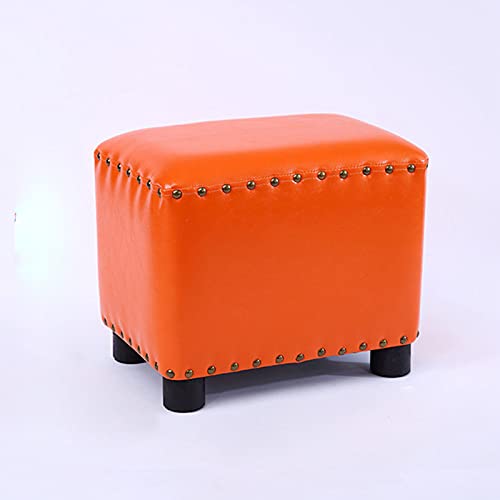 GVBJIUAXJM Reposapiés para Sala de Estar, Taburete Vintage tapizado con Remaches, puf de Cuero sintético, Taburete de Madera para Sala de Estar, Dormitorio, sofá, Banco, Asiento, Taburete de